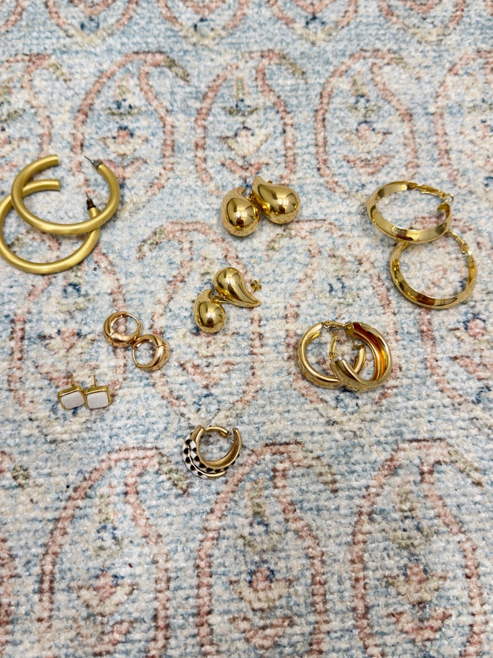 8 pairs of Gold Hoop & Stud Earrings - Women Jewelry